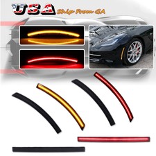 6x For 2014-19 Chevy Corvette C7 Bumper Side Marker Lights Reflector Lamp Smoked