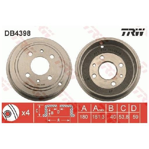 2X Bremstrommel Hinten FüR Fiat Tempra 159 1.4 1.6 1.9 90 Bis 96 TRW Neu Teil-image