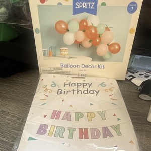 Spritz Birthday Balloon Decor Kit w/ Balloons & Banner, Multicolor Confetti