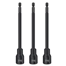 3 PCS 7/16 Ultra Magnetic Nut Driver Set for Impact Drill, Standard British 7...