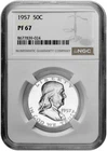 1957 50C Proof Silver Franklin Half Dollar NGC Graded PF 67 in New Holder