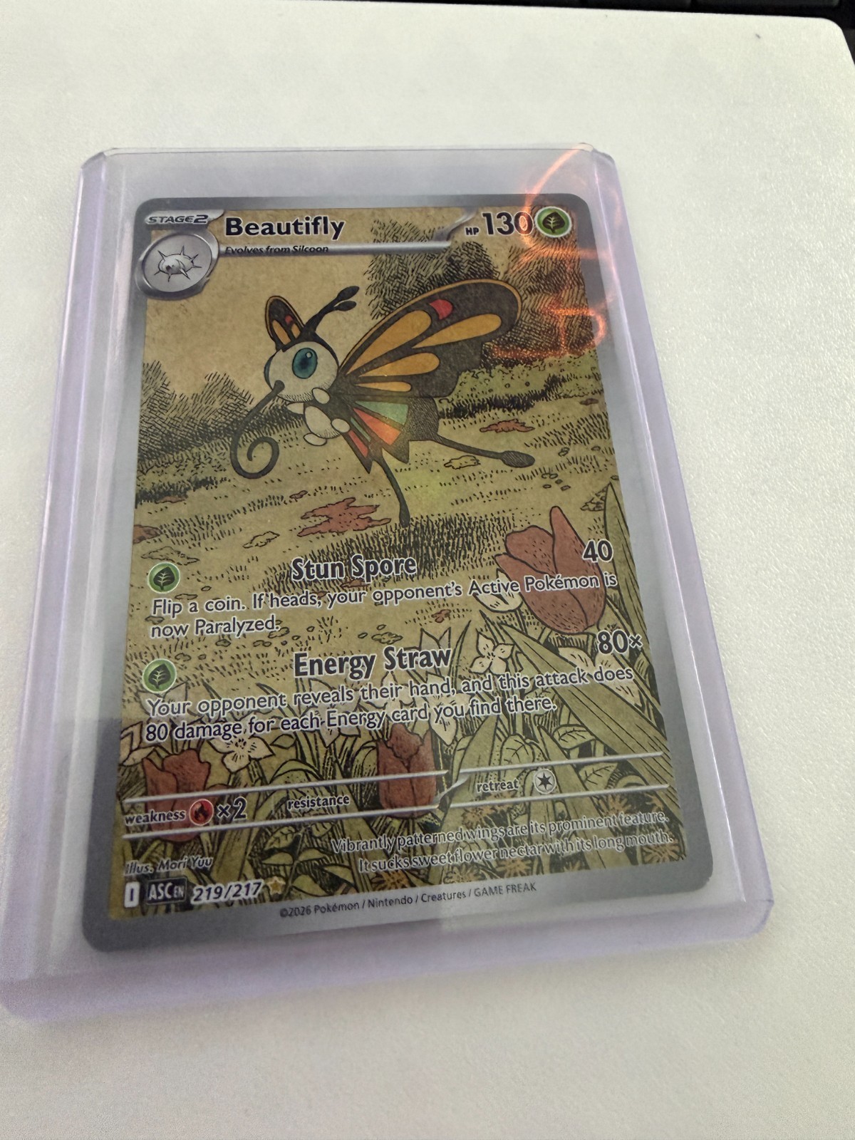 2026 Pokemon TCG Beautifly 219/217 Illustration Rare ASC Excellent-NM/M