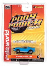 Auto World Pony Power 1971 AMC Javelin AMX Blue HO Scale Slot Car New