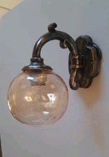 Applique In Ferro Battuto vetro Sfera ambra rustica lanterna Da Parete 1 Luce