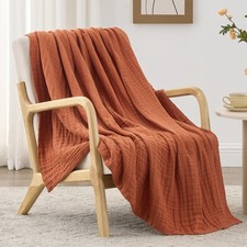 6 Layer 100 Cotton Muslin Blanket, 60"x80" Twin Muslin Blanket for Couch Bed...