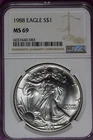 ESTATE FIND 1988 - NGC MS69 American Silver Eagle Dollar!!  #B52596