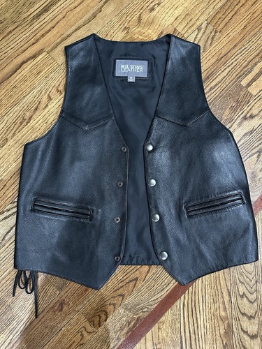 3Pcs Black Leather Men's Suit Vest And Jacket - Medium Size 32 - Picture 3 of 7