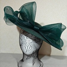 dark green large fascinator wedding hat headband Kentucky Derby Royal Ascot