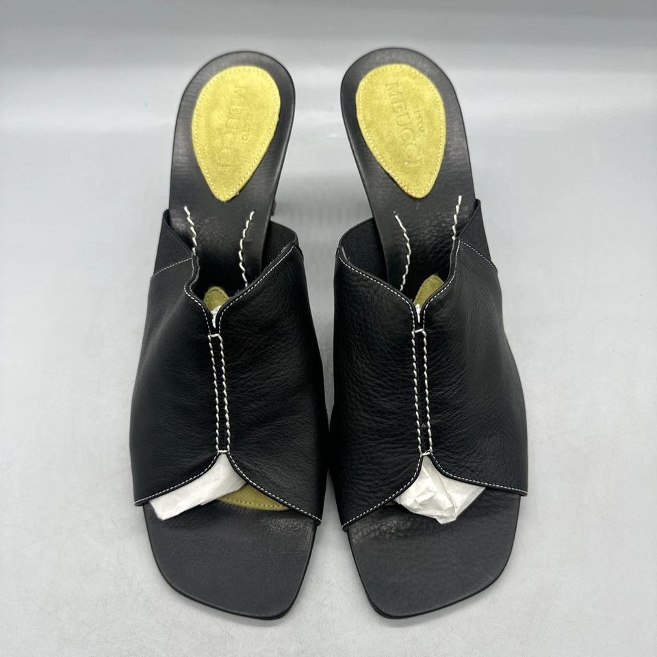 SESTO MEUCCI - Size 10 M Italy Black Leather Open Toe - Image 2 of 4