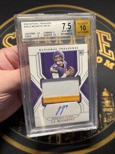 JJ McCarthy 2024 National Treasures 156 True RC JSY Patch Auto /99 BGS 7.5 RPA