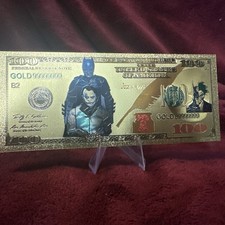Batman & Joker DC Comics Gold Foil Banknote $100 Novelty Collectible Bill