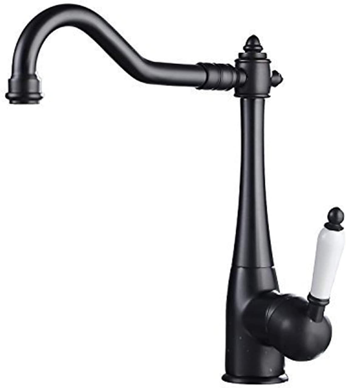 Elegant Black Kitchen Faucet with Ceramic Lever for Farmhouse Sinks