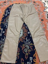 H M Beige Faux Leather Straight Leg Stretch Pants NEW WITH TAGS Size: 10
