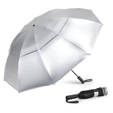 G4Free 42/46/54/62 Inch Large Golf Umbrella Compact 62inch, Silver/Black