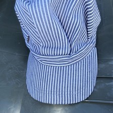 Blue White Striped Railroad Engineer Hat Youth Classic Costume Cap