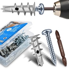 Marysino #8 Zinc Self Drilling Metal Drywall Anchors, 50Pcs Silver