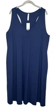 Sleep by Cacique Ribbed Gown Woman Size 18/20 Navy MIDI Dress NWT