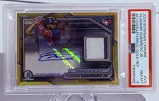 VLADIMIR GUERRERO JR 2024 BOWMAN CHROME GOLD REFRACTOR AUTO PATCH SP 31/50 PSA 8