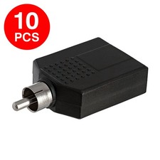 10 Pack RCA Male Plug to 2 6.35mm Mono Female Jack Audio Adapter 2-Way Splitter