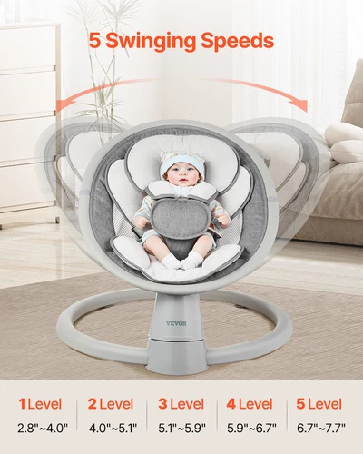 VEVOR Columpio para Bebés con 5 Velocidades Control Remoto 690 x 610 x 520 mm - Imagen 3 de 12