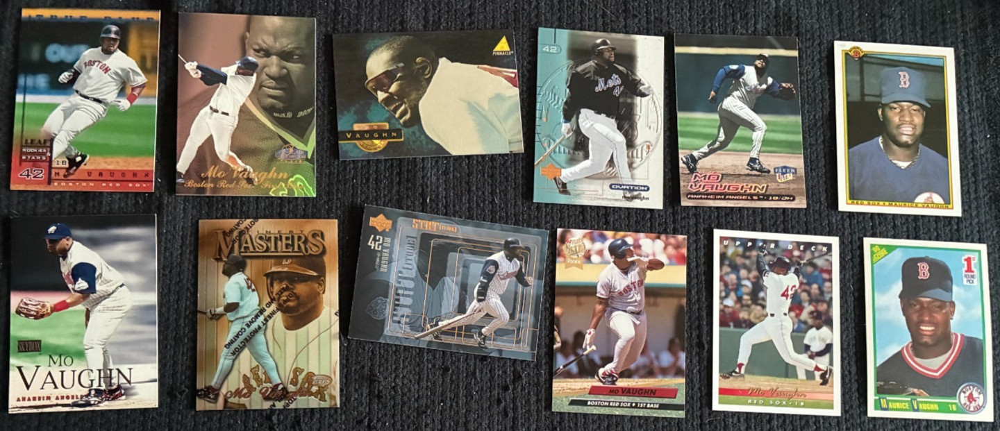 ( 12 )Mo Vaughn Baseball Lot with Rookies-True Blue-Insert-Flair Showcase-Museum