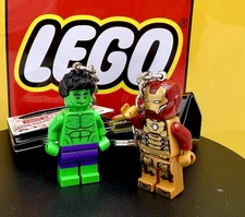 Lego Marvel Avengers Hulk & Ironman Minifigure Keychains