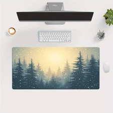 40*90cm1pc Large Non-Slip Gaming & Office Desk Mat with Wrist Rest - Misty Fores