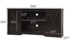 Dark Brown Freestanding TV Stand 59 in, 2 Doors, Open Storage, Cable Mgmt — photo 1