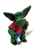 Stoneware Clay 8" Tall Hand Sculped Painted Dragon Signed. Reynolds