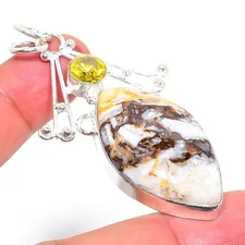 Horse Jasper Gemstone Handmade 925 Sterling Silver Jewelry Pendant  RM-70