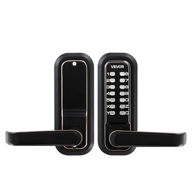 Mechanical Keyless Entry Door Lock, 2.0 Single Side Keyboard + Handles Black