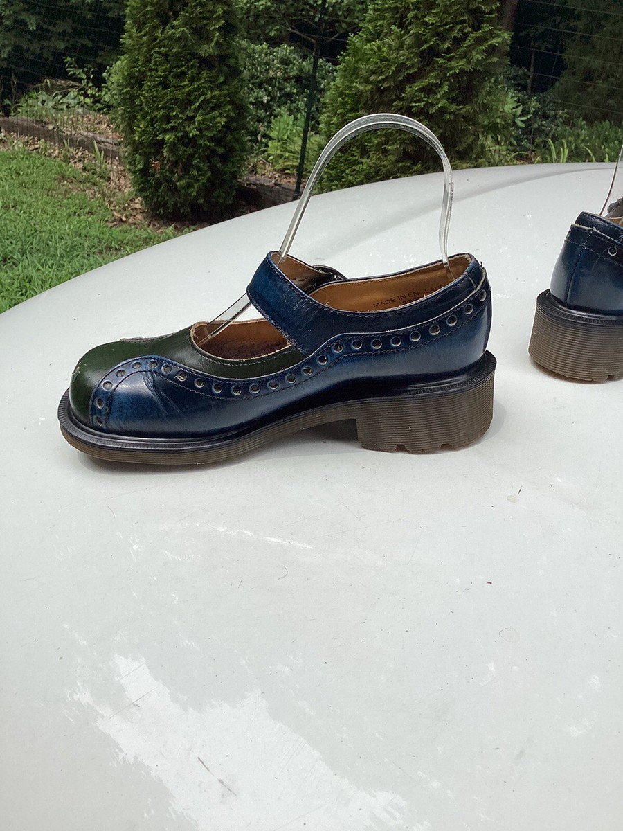 Dr Martens Vintage 90's Blue Leather Mary Jane Chunky Shoes Dr Martens Vintage 90's Blue Leather Mary Jane Chunky Shoes