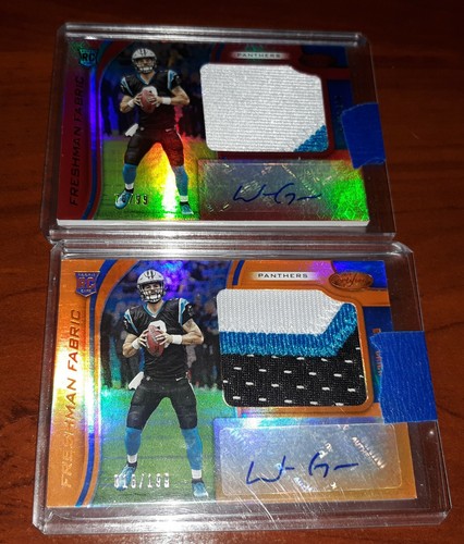 (2) 2019 CERTIFIED WILL GRIER RPAS /199 /99 PANTHERS QB SICK PATCH