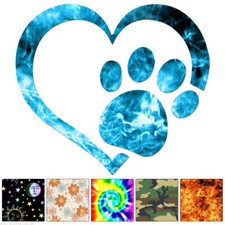 Dog Cat Print Heart - Vinyl Decal Sticker - Multiple Patterns  Sizes - ebn6243