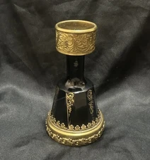 Victorian Baroque Art Nouveau Candle Holder 5.5” Bell Shaped Brown Golden Floral