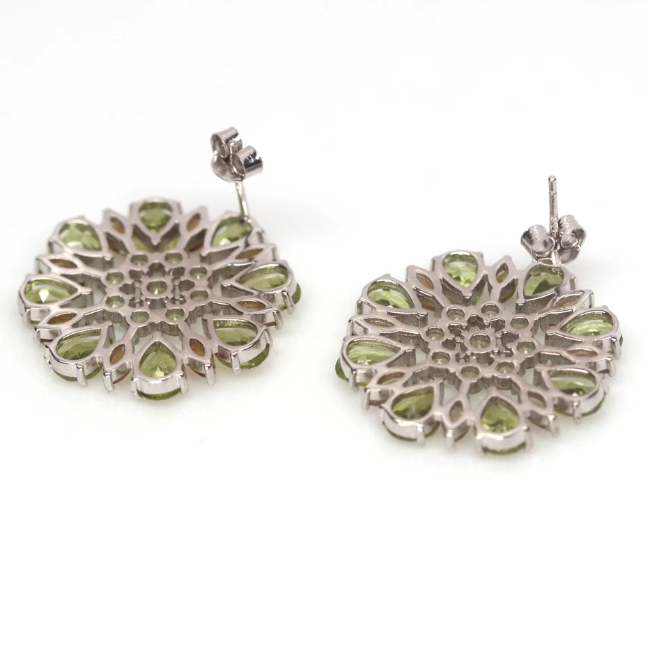 Unheated Green Peridot & Tourmaline Stud-Earrings Silver 925 Sterling - Image 4 of 4