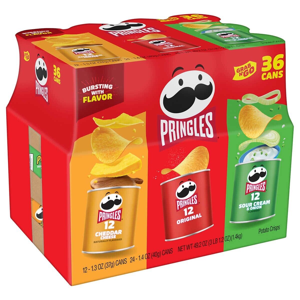 Pringles Grab & Go Potato Crisps, Variety Pack, 36 ct 