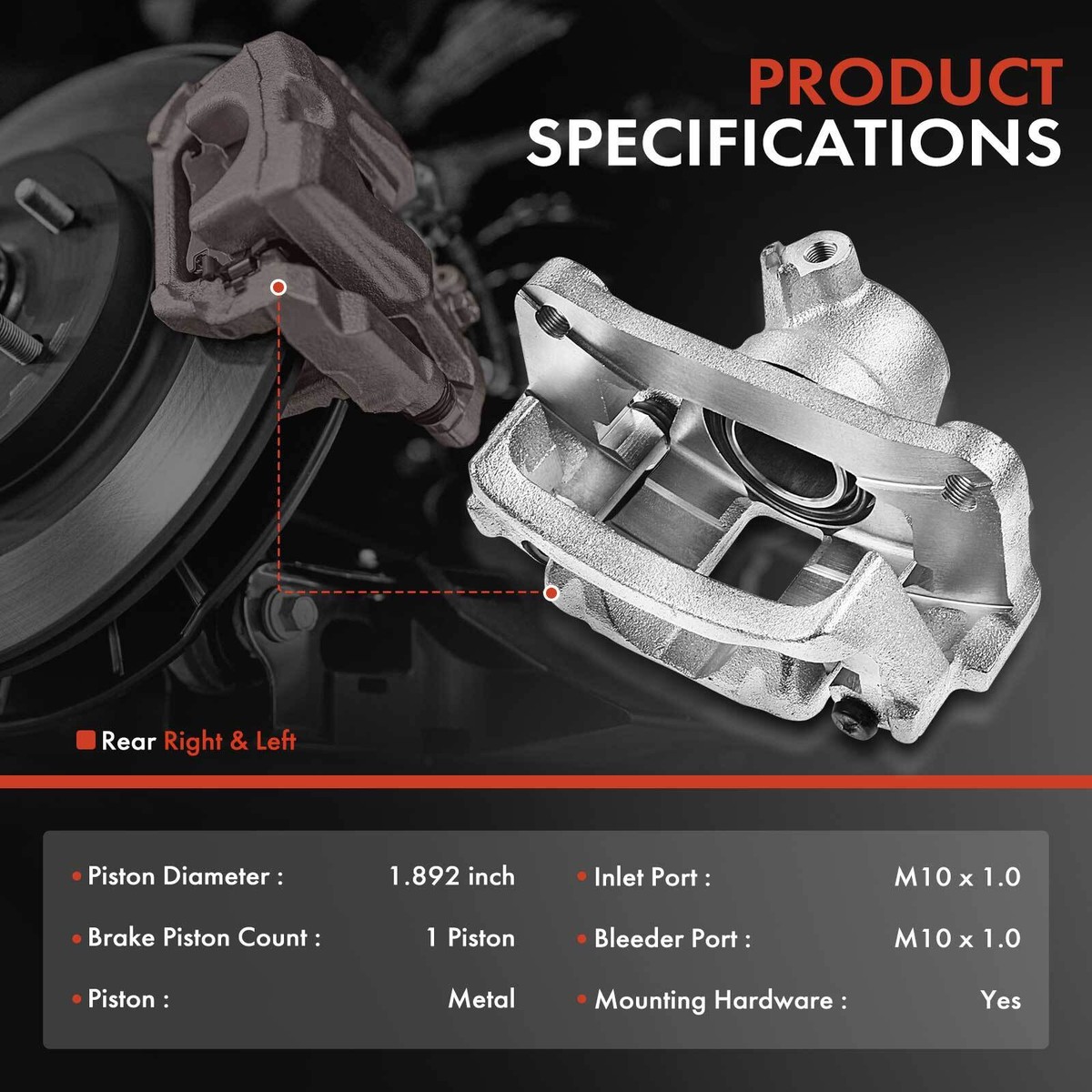 Pair Rear Brake Calipers w/ Bracket for Toyota 4Runner Sequoia