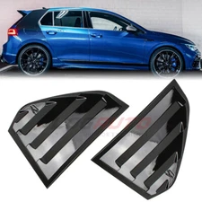 For VW Golf MK8 2022 23+ Rear Quarter Window Louver Cover Glossy Black Side Trim
