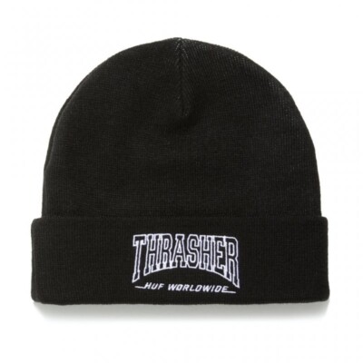 HUF X THRASHER Field Crew Beanie black Wintermütze HUF & Thrasher Mütze onesize