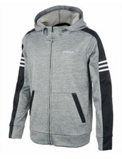 adidas Boys Colorblocked Melange Fleece Grey Full-Zip Hoodie - NWT - MSRP 50.00