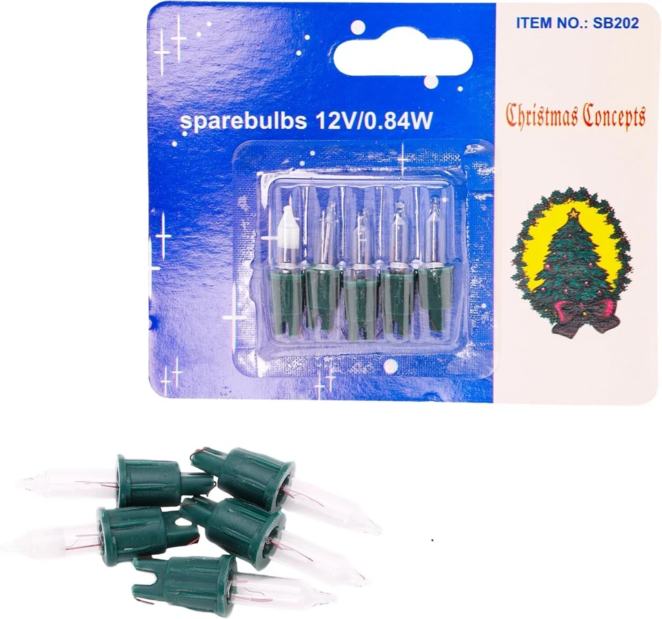 CHRISTMAS CONCEPTS® 3 bombillas de repuesto transparentes push in 12v con 1 bombilla fusible (SB202)
