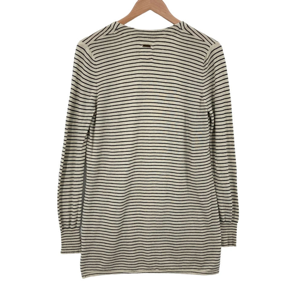 Cárdigan Suéter Billabong para Mujer XS Beige Negro Rayas Tejido Algodón Frente Abierto Foto 2 de 4