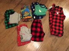 Boys Clothes size 6 Fall / Winter Pajamas Lot of 10 Pcs. Carter's, Wonder Nation
