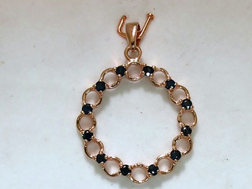 P020- Genuine Solid 9K Rose Gold NATURAL SAPPHIRE Circle of Life Pendant - Bild 1 von 2