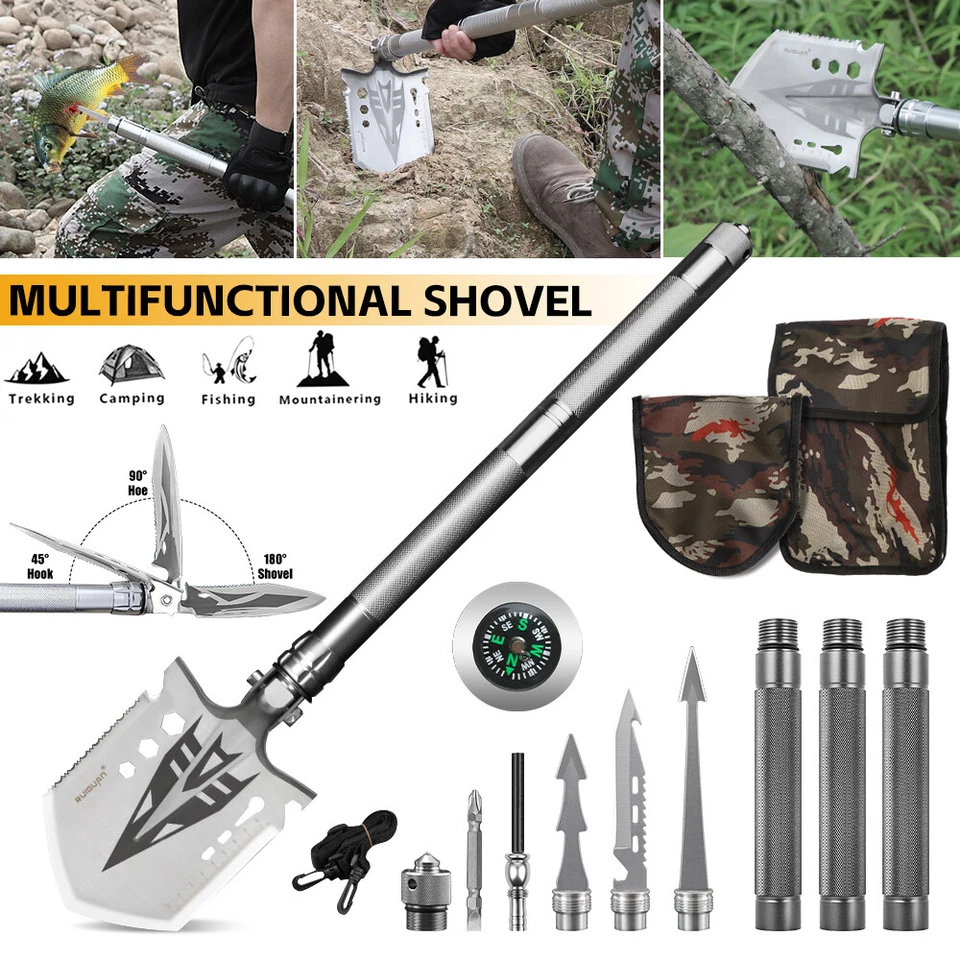 Survival Kit Outdoor Camping Folding Shovel Tactical Emergency Gear Hunting Tool - Image 3 of 4