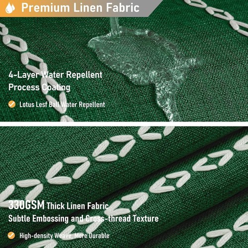 Ethereal 72x96 Emerald Green Long Shower Curtain - Machine Washable with Tassels - Picture 6 of 8