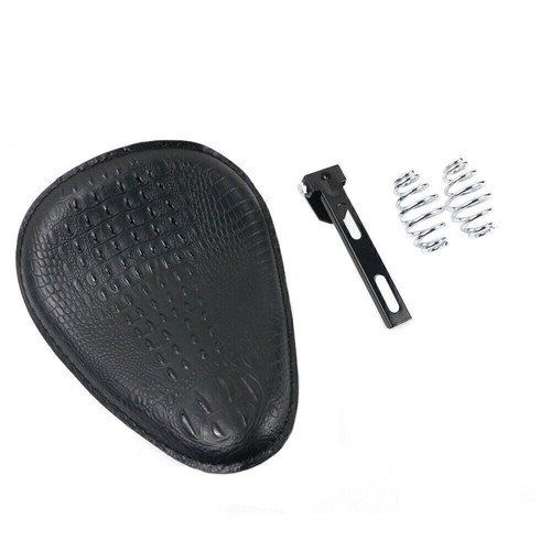 Motorcycle Black Driver Solo Seat with Spring Bracket For Harley Bobber Chopper - Picture 2 of 11
