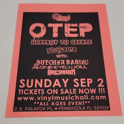 Otep Destroy to Create Tour 2012 Promotional Flyer 9-2-2012 - One-Eyed Doll