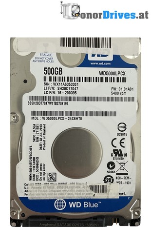 Western Digital WD5000LPCX-24C6HT0 - 500 GB - SATA -Pcb 2060-771959-000 Rev. P2*